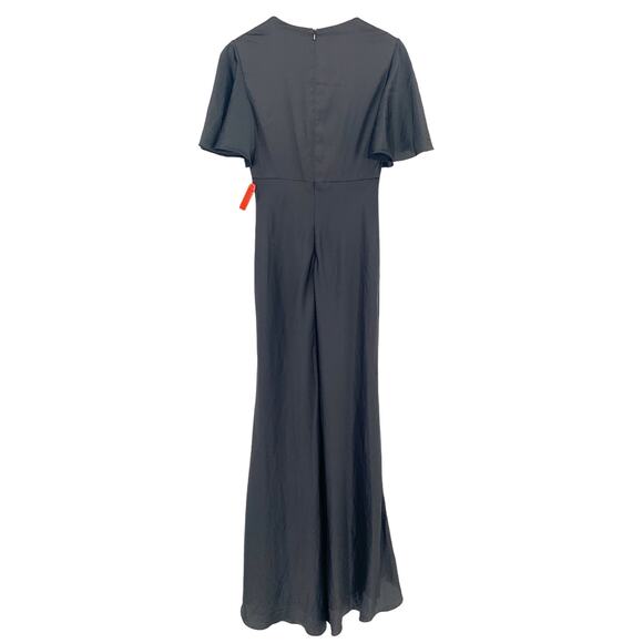 MAC DUGGAL Dress Size 4 Evening Gown NEW Black Flounce Sleeve Dress Satin V Neck - Picture 5 of 6